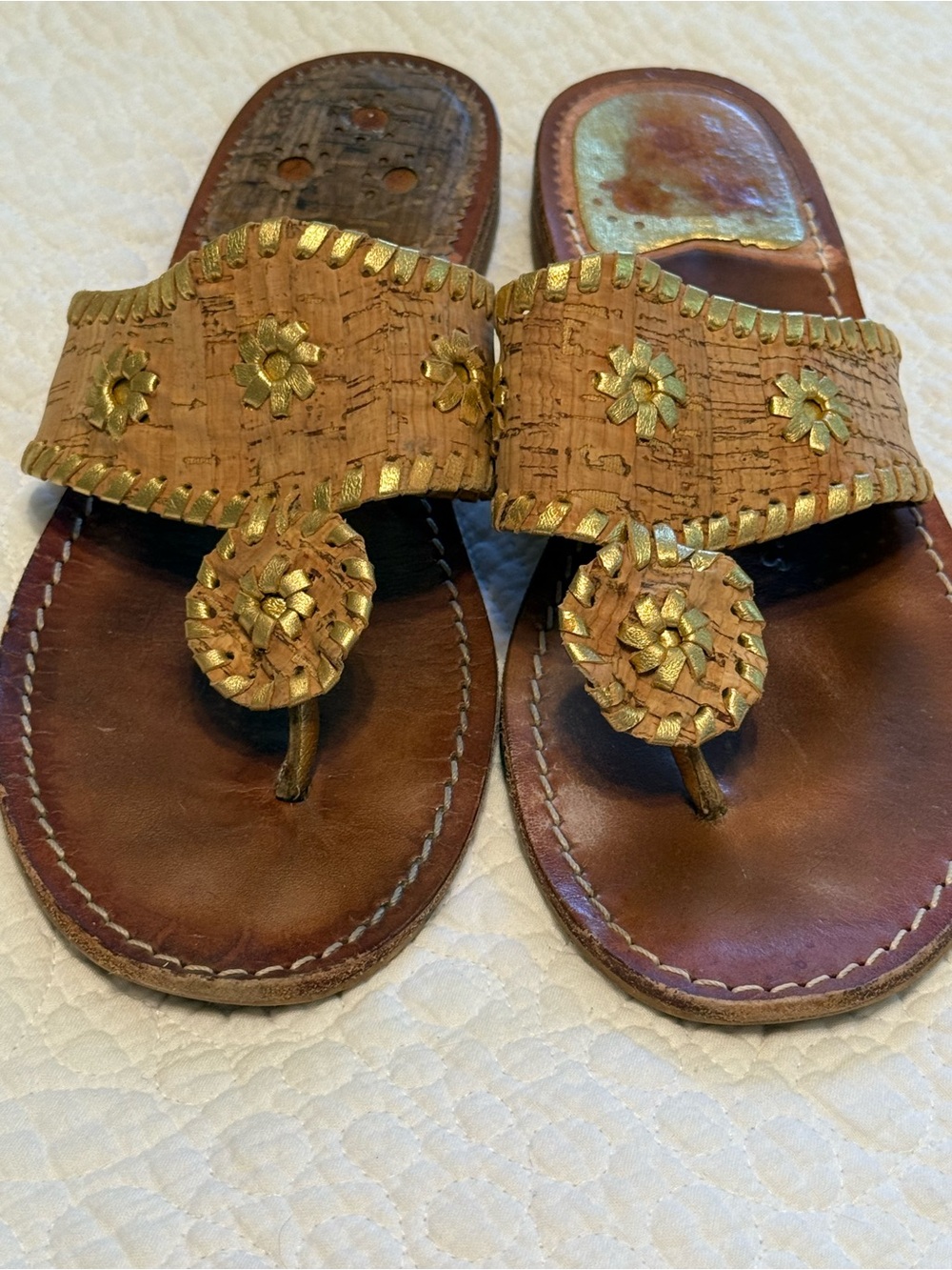 Jack Rogers Original Jacks Cork and Gold - Picture 3 of 4